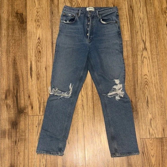 Agolde Riley cropped Distressed Jeans - Picture 1 of 10